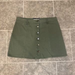 HOT KISS Army Green Skirt with Buttons
